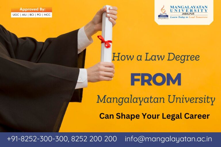 A visual representation of the benefits of obtaining a law degree from Mangalayatan University for legal career development.